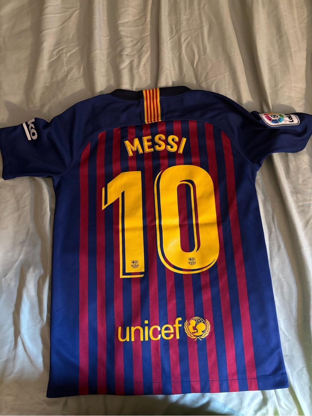 Nike Kids' Blue & Red Messi #10 Soccer Jersey with Yellow Accents
